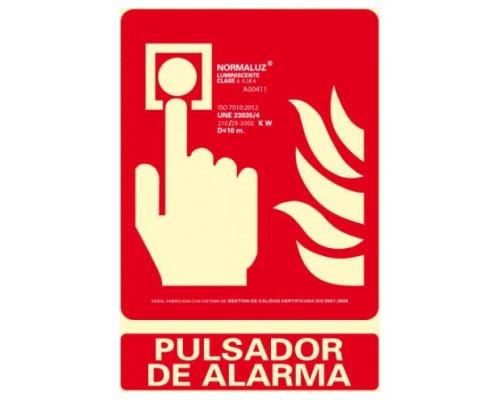 SEÑAL "PULSADOR DE ALARMA" 210X300 PVC ROJO ARCHIVO 2000 6171-04H RJ (Espera 4 dias)